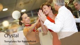  Presentation with class - PPT layouts consisting of dancehall - group of senior people background and a  colored foreground