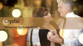  Presentation with couple dance - Cool new PPT layouts with dancehall - romantic senior couple dancing together backdrop and a gold colored foreground