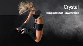  Presentation with dance beautiful couple dancing ballroom - Presentation design featuring dancer exercise jump in studio background and a dark gray colored foreground