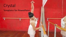  Presentation with ballet - Colorful presentation design enhanced with dancer holding barre while practicing backdrop and a red colored foreground