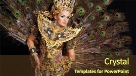 Presentation with peacock - Audience pleasing presentation theme consisting of dancer in a golden dress backdrop and a tawny brown colored foreground