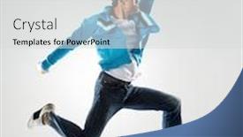  Presentation with movement - Theme having dancer jumps into the air background and a light gray colored foreground