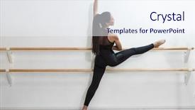  Presentation with classic bussines - Cool new PPT theme with dancer posing at ballet bar backdrop and a sky blue colored foreground