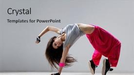  Presentation with studio - Beautiful PPT layouts featuring dancer posing on studio background backdrop and a light gray colored foreground