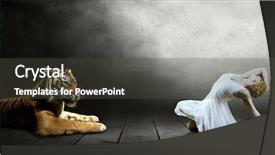  Presentation with tiger - Audience pleasing slide set consisting of dancers in posing and tiger backdrop and a dark gray colored foreground