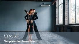  Presentation with dance - Presentation theme consisting of dancers on ballrom dance training in class background and a seafoam green colored foreground