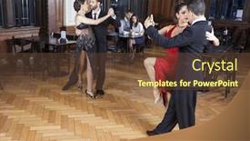  Presentation with tango couple - Audience pleasing PPT theme consisting of dancers performing tango on hardwood floor while couple dating backdrop and a tawny brown colored foreground