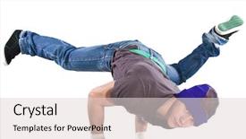  Presentation with fresh man chemistry - Amazing slides having dancers white - young handsome fresh man breakdancing backdrop and a  colored foreground