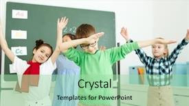  Presentation with break dance - Beautiful presentation design featuring dancing after lesson in classroom backdrop and a mint green colored foreground