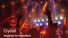  Presentation with people enjoying - Audience pleasing presentation design consisting of dancing and enjoying loud music backdrop and a tawny brown colored foreground