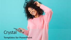  Presentation with american music - PPT theme enhanced with dancing and listening to music background and a light blue colored foreground