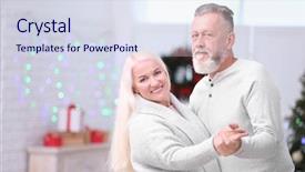  Presentation with senior couple - Theme consisting of dancing at home on christmas background and a  colored foreground