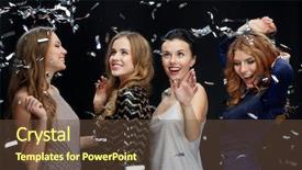  Presentation with black women - Slide deck with dancing at night club disco background and a tawny brown colored foreground