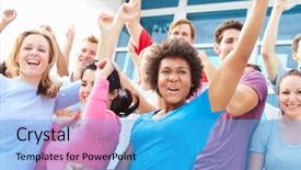  Presentation with performance - PPT theme consisting of dancing at outdoor concert performance background and a teal colored foreground