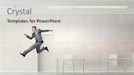  Presentation with office room - Slide deck enhanced with dancing businessman in office room background and a light gray colored foreground