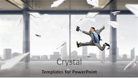  Presentation with dancing - PPT layouts consisting of dancing-businessman-in-office background and a light gray colored foreground