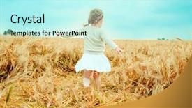  Presentation with free child brain - Beautiful slide set featuring dancing child nostalgic in field backdrop and a cool aqua colored foreground