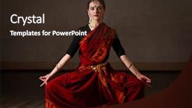  Presentation with indian woman - Slides enhanced with dancing classical traditional indian dance background and a tawny brown colored foreground