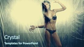  Presentation with polyethylene - Audience pleasing PPT theme consisting of dancing girl polyethylene film disco backdrop and a ocean colored foreground