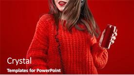  Presentation with music headphones - Cool new slides with dancing-girl-with-headphones-listening backdrop and a crimson colored foreground