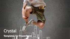  Presentation with happiness - Cool new presentation design with air with city drawing backdrop and a gray colored foreground