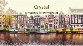  Presentation with dutch bank - Slide set consisting of dancing house in amsterdam netherlands background and a cream colored foreground