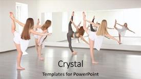  Presentation with studio - PPT theme with dancing kids - group of young dancers background and a light gray colored foreground