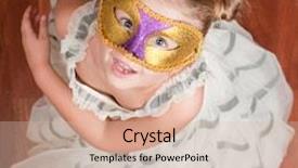  Presentation with masquerade - Slides enhanced with dancing little girl on the masquerade background and a soft green colored foreground