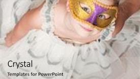  Presentation with masquerade - Colorful PPT theme enhanced with dancing little girl on the masquerade backdrop and a light gray colored foreground