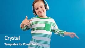  Presentation with blue music - Cool new slide deck with dancing over blue background backdrop and a teal colored foreground