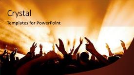  Presentation with stage lights - Presentation having dancing people - cheering crowd in front background and a gold colored foreground