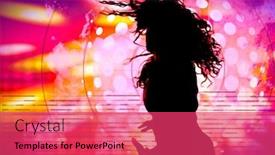  Presentation with dance beautiful couple dancing ballroom - PPT layouts having dancing silhouette of girl in a nightclub background and a red colored foreground