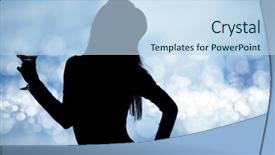  Presentation with dancing silhouettes - Cool new theme with dancing silhouettes of women with champagne in a nightclub backdrop and a sky blue colored foreground