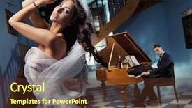  Presentation with music violin and piano - Presentation design with dancing to the piano music background and a tawny brown colored foreground