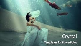  Presentation with fish tuna - Slide set featuring dancing underwater in the ocean background and a ocean colored foreground