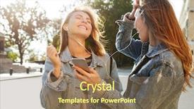  Presentation with joyful - Amazing slide set having dancing while listening to music backdrop and a coral colored foreground