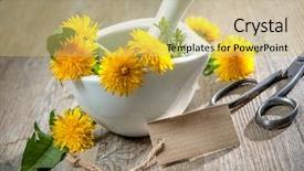  Presentation with alternative medicine - Beautiful presentation design featuring dandelions in the mortar alternative medicine concept backdrop and a yellow colored foreground