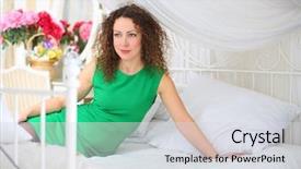  Presentation with white and black woman climbing ladders - Beautiful slide deck featuring dandle - attractive woman in dress poses backdrop and a light gray colored foreground