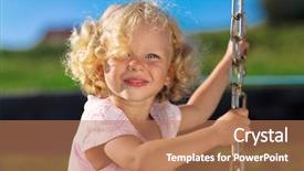  Presentation with swing - Presentation design consisting of dandle - cute little girl with blond background and a coral colored foreground