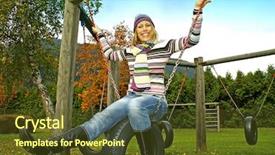  Presentation with swing - Slides with dandle - happy young woman background and a tawny brown colored foreground