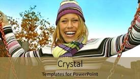  Presentation with swing - Audience pleasing slides consisting of dandle - happy young woman backdrop and a gold colored foreground