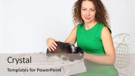  Presentation with white green - Amazing PPT layouts having dandle - pretty woman in green holds backdrop and a mint green colored foreground