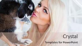  Presentation with award in black and white - Beautiful slide deck featuring dandle - pretty young blonde kisses fluffy backdrop and a soft green colored foreground