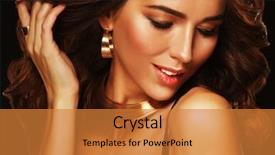  Presentation with long hair - Slide deck with dandruff - beaity and fashion concept brunette background and a gold colored foreground