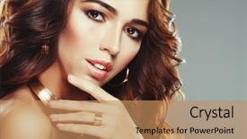  Presentation with long hair - PPT layouts having dandruff - beaity and fashion concept brunette background and a coral colored foreground