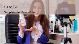  Presentation with beauty and fashion - Slide set with dandruff - beauty fashion blogger recording video background and a  colored foreground