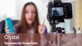  Presentation with beauty and fashion - Audience pleasing PPT layouts consisting of dandruff - beauty fashion blogger recording video backdrop and a tawny brown colored foreground