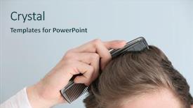  Presentation with hair color - Audience pleasing slide deck consisting of dandruff - handsome young man combing hair backdrop and a sky blue colored foreground