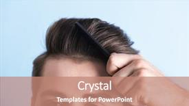  Presentation with hair color - PPT layouts consisting of dandruff - handsome young man combing hair background and a coral colored foreground
