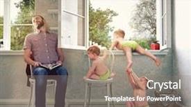  Presentation with home run - Presentation theme with danger de la maison - children run away from home background and a coral colored foreground